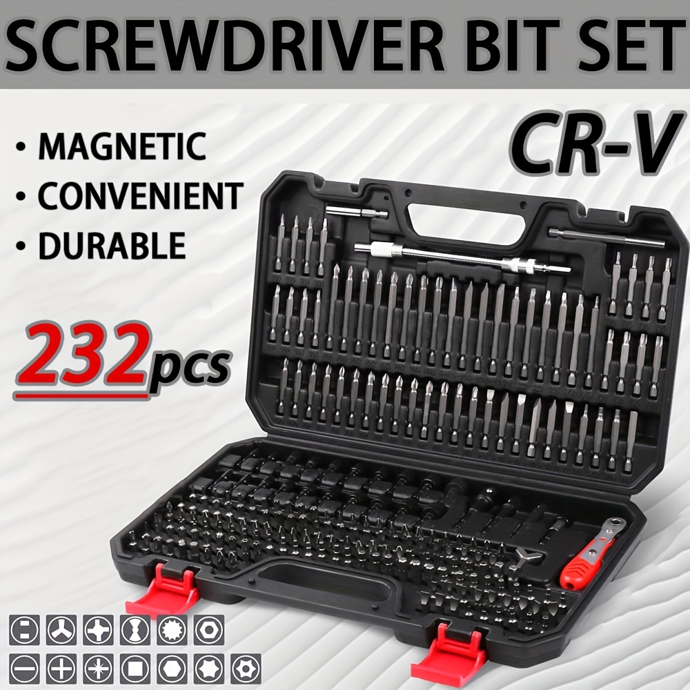 232-Piece Ultimate Screwdriver Bit Set - Security Bit Set, Screw Driver Bit  Set, Magnetic Bit Set, Nut Driver, Ratchet Wrench, Bit H, Portable *