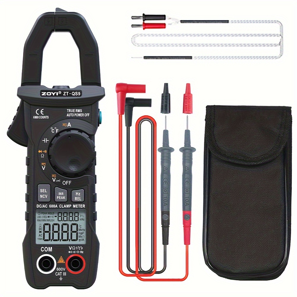 

Zoyi Zt-qs9 600a Digital Clamp Meter - True Rms Current, 6000 Auto-ranging, Low Impedance Tester With Temperature Display, Abs Body, For Electronics & , Includes Carrying Case, Zoyi