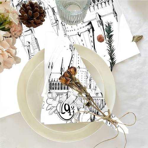 item picture 4pcs set themed cloth napkins tea towels used for washing face wiping hands cleaning dishes etc stylish and casual comfortable and suitable for bathrooms restrooms kitchens etc