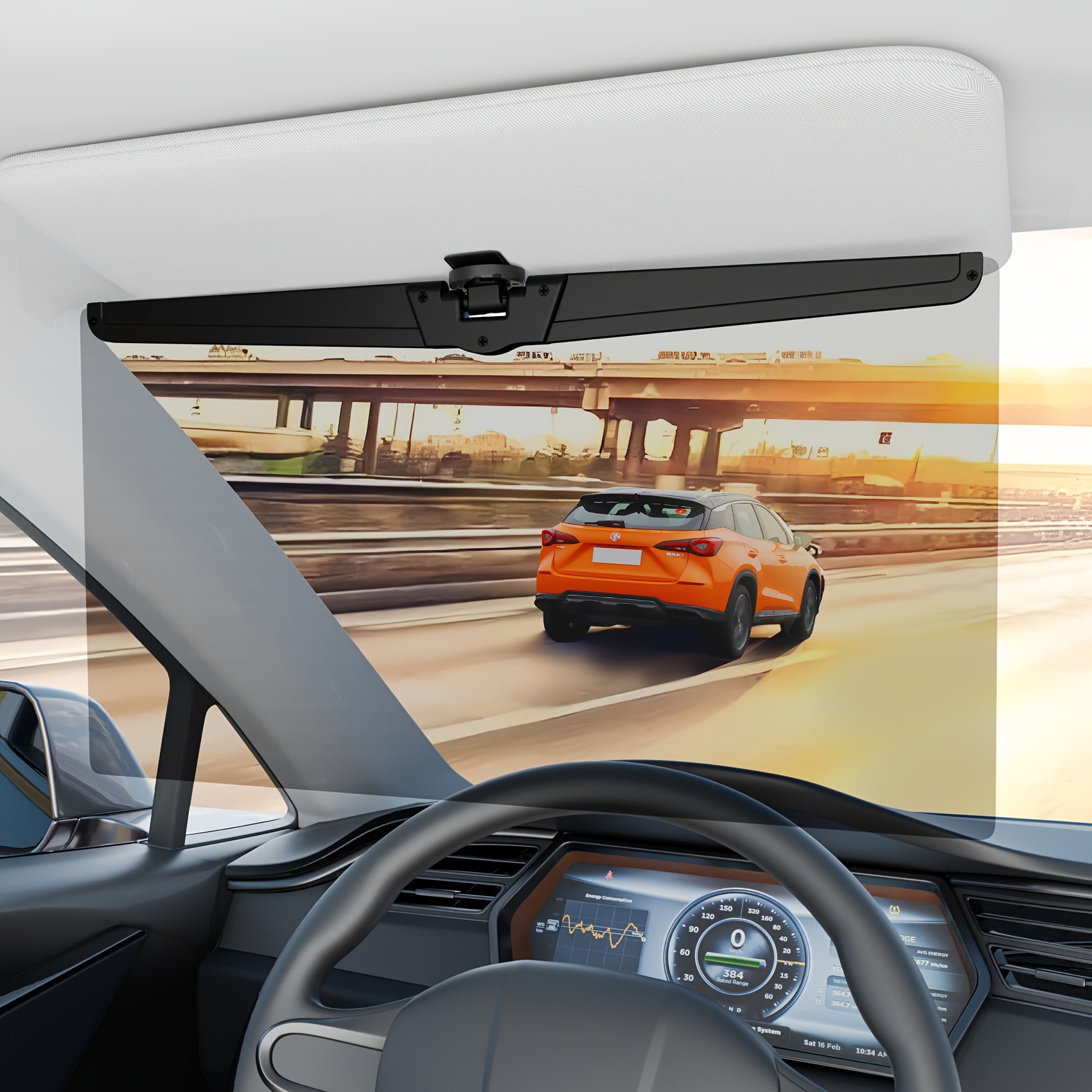 Autiora Sun Visor Extender For Car – Anti-Glare UV Blocking Visor Extension, Adjustable Fit For Most Vehicles, PC Lens, Easy Clip-On (1 Pack)