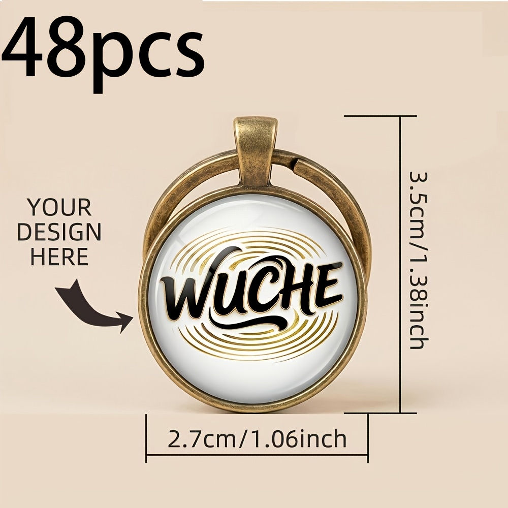 TEMU Gift For Her/him 48 Customized Time Gemstone Glass Keychains In Vintage: Customizable With Logos, Family Photos, Pet Photos, Etc. Suitable For