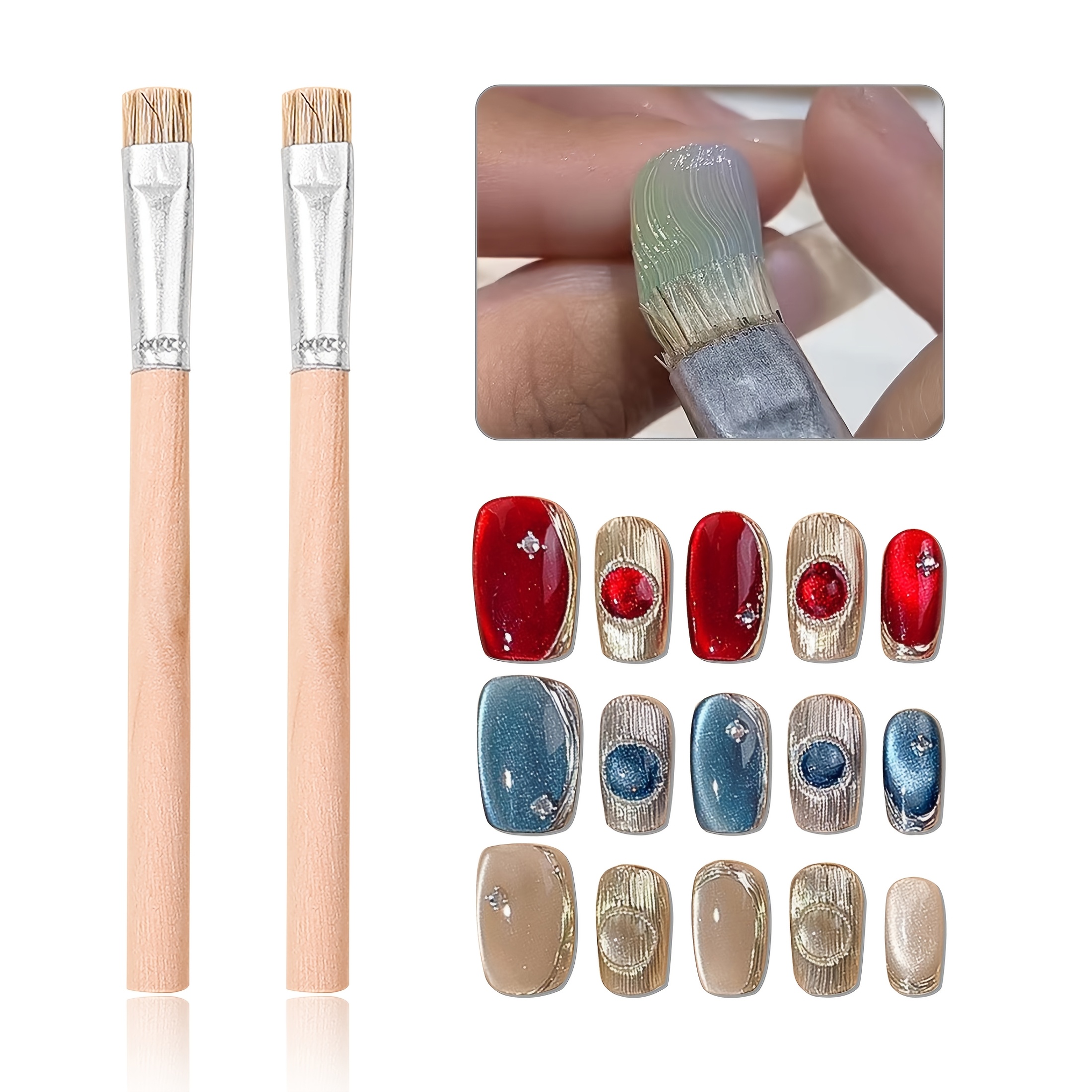 TEMU 2 pinceles de para modelado de uñas, de uñas francés de punta Light Relax, sin - Herramienta de uñas, adecuado para herramienta de pintura de