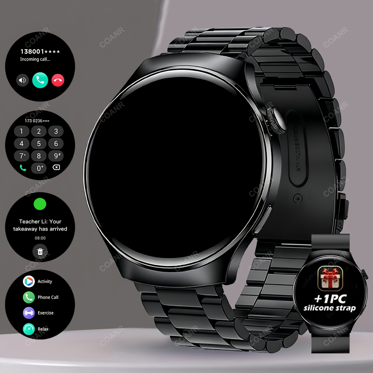 Men's Smart Watch with 3.84 cm Screen, USB Charging