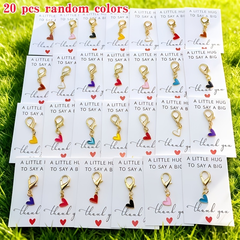 TEMU 20pcs -shaped Keychain Set - Assorted Styles, Includes Thank You Hug Cards, Valentine's Day Gift Surprise, Romantic High-quality Alloy Lobster