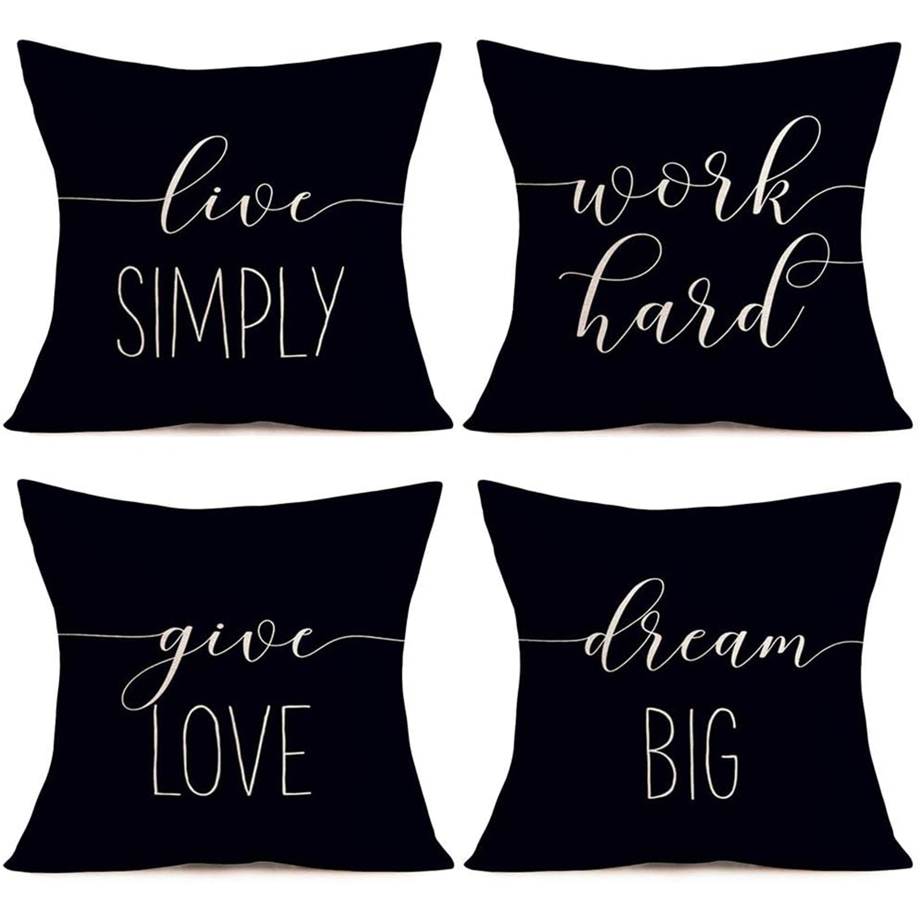 

4-pack Contemporary Throw Pillow Covers With Inspirational Quotes - Polyester Zippered Cushion Cases For Room Types, Machine Washable, Woven Decorative Pillowcases With , , , Dream , 16 Inches