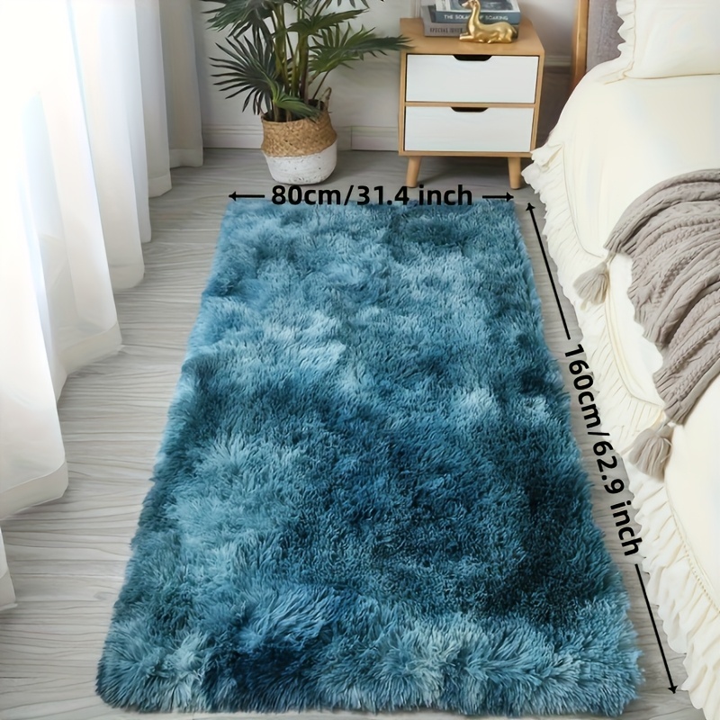 TEMU 1pc Shaggy Fluffy Lightweight Washable Carpet Soft Rectangular Mat Living Room Rug Bedroom Bedside Mat Foot Of Bed Carpet