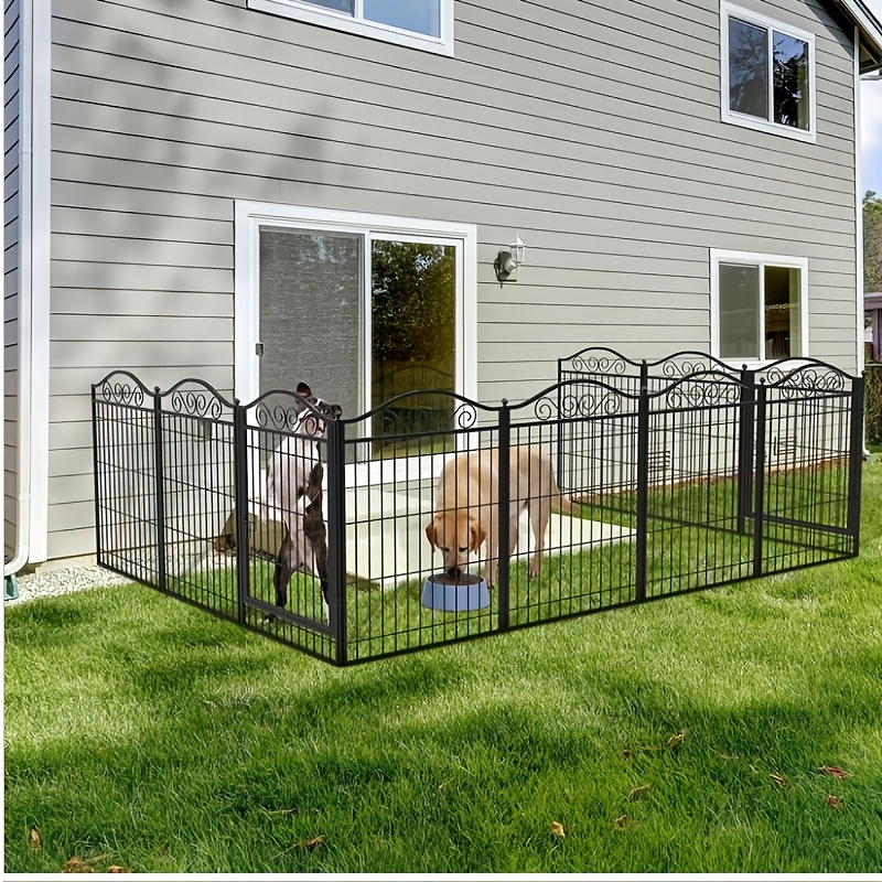 TEMU Heavy Duty Large Outdoor Dog Pen: House Cages, Portable Detachable Pet Run Enclosures With 8 Panels 80cm High For Puppies And Cat, 190x63x80 Cm