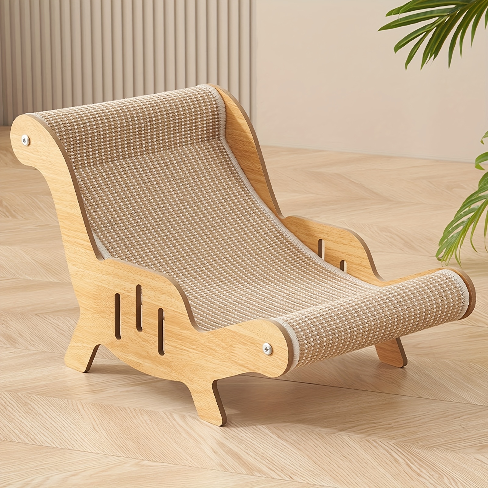 E-shop Großes Kratzlounge für Katzen, Kratzunterlage aus Agavenfaser, kratzfest fusselfrei, geschwungenes komfortables Design, Massivholzmaterial,