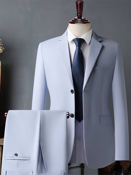 item picture mens white high end suit wrinkle resistant non stick hair business formal wear workplace party dress two piece set