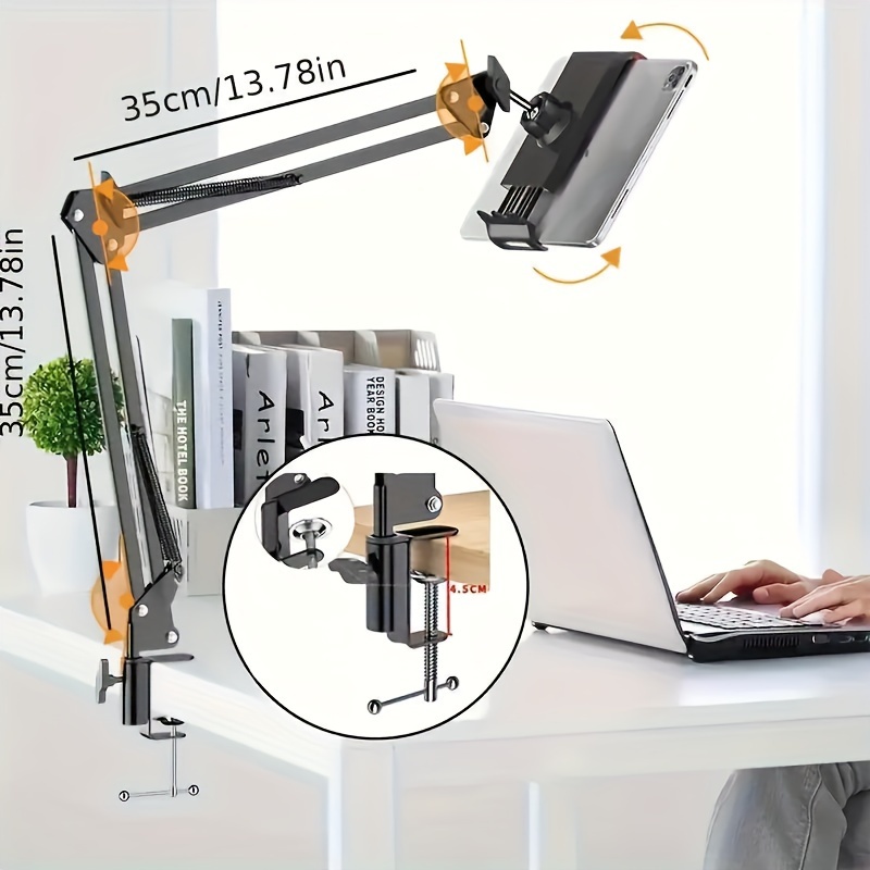 high elasticity collet desk arm for tablet and clamping suitable for nighttime bedtime use aluminum alloy material details 4