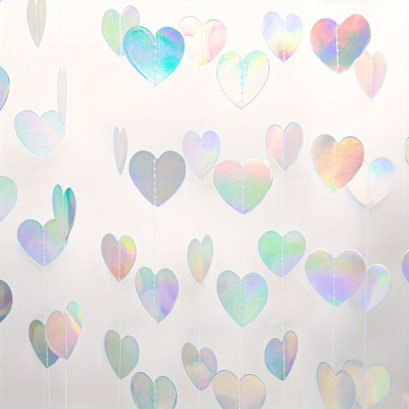 

13ft Iridescent Heart Garland - Paper Banner For Birthdays, Weddings, Bridal , Christmas Decor