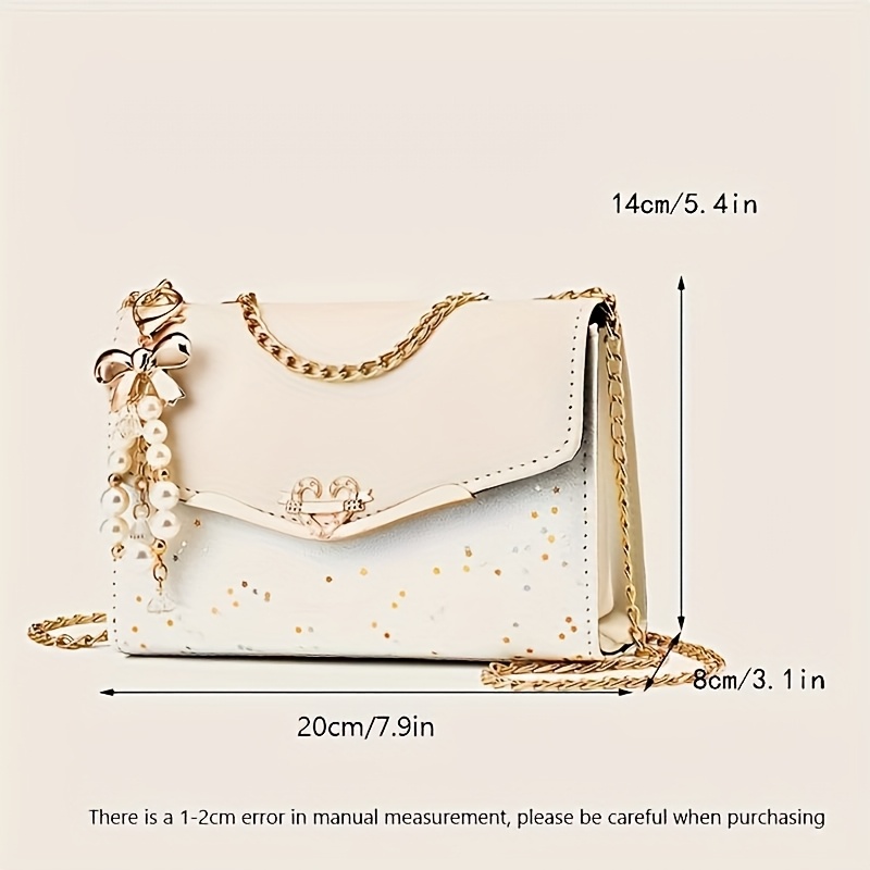 womens bohemian beige pu crossbody bag with tassel charm lightweight flap shoulder purse metal chain strap portable for college ideal gift for valentines day everyday use Product details 7