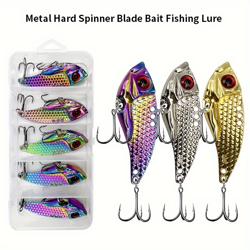 

10 Pieces Metal Hard Fishing Lure Crankbait Bass Fishing Spinner Spoon Blade Swimbait Freshwater Saltwater Fishing Tackle Lures Treble Hook For Bass Trout