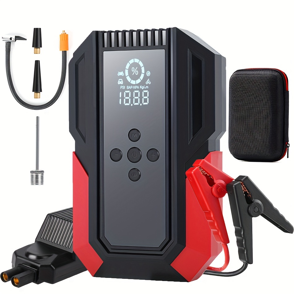 

Jump Starter With Air Compressor, 3000a 150psi Car Battery Starter (7.0l Gas/5.5l Diesel) With Digital Tire Inflator, 12v Car Battery Booster Qc3.0 Led