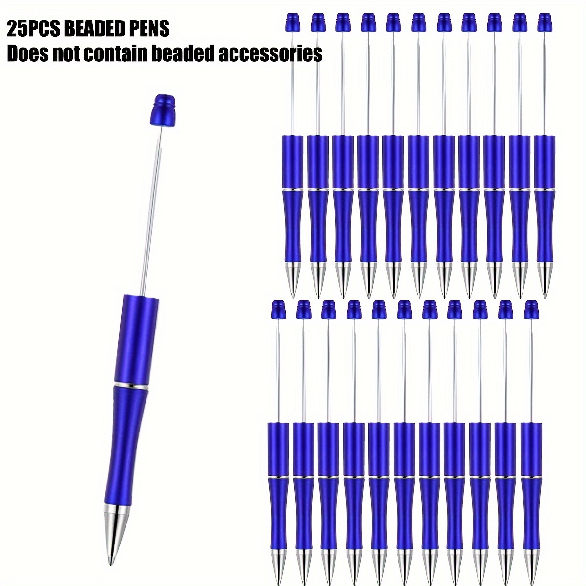 

25pcs Blue Beaded Pens For Writing Diaries, Holiday Gifts, Party Signing Pens For Friends, Souvenirs, Party Gifts Without Beading (0.5mm Black Ink)