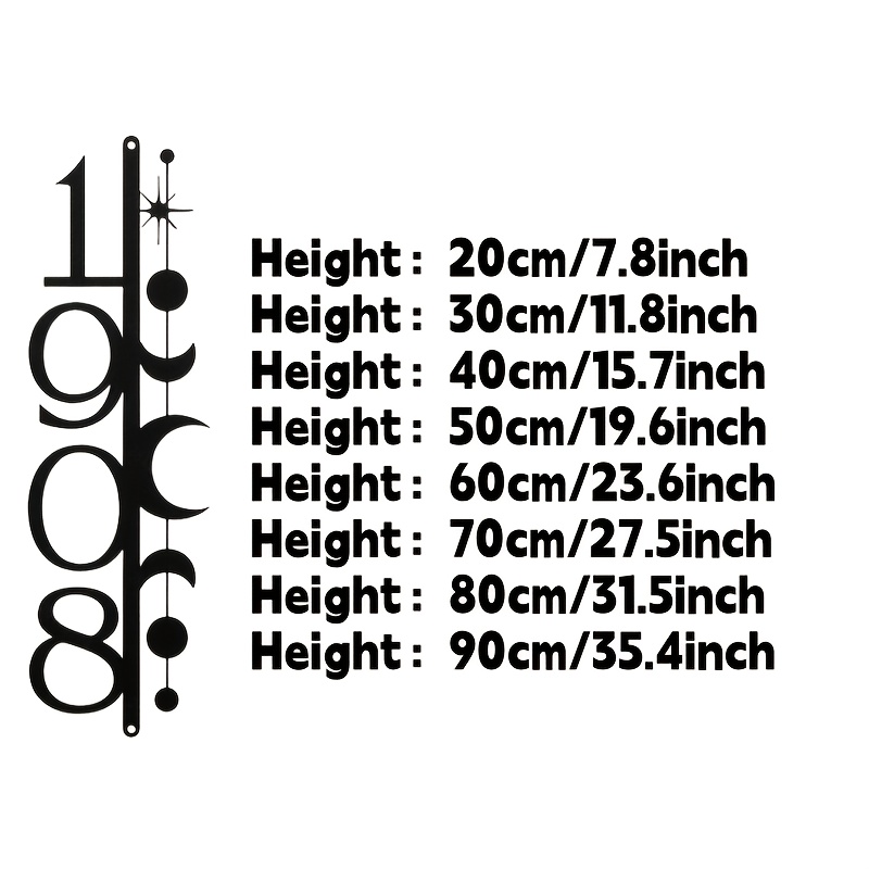 TEMU Custom Address Sign Featuring Moon Phases, Vertical House Numbers, Mid-century For Outdoor Use, Sturdy And Weather-resistant Art For Your Porch