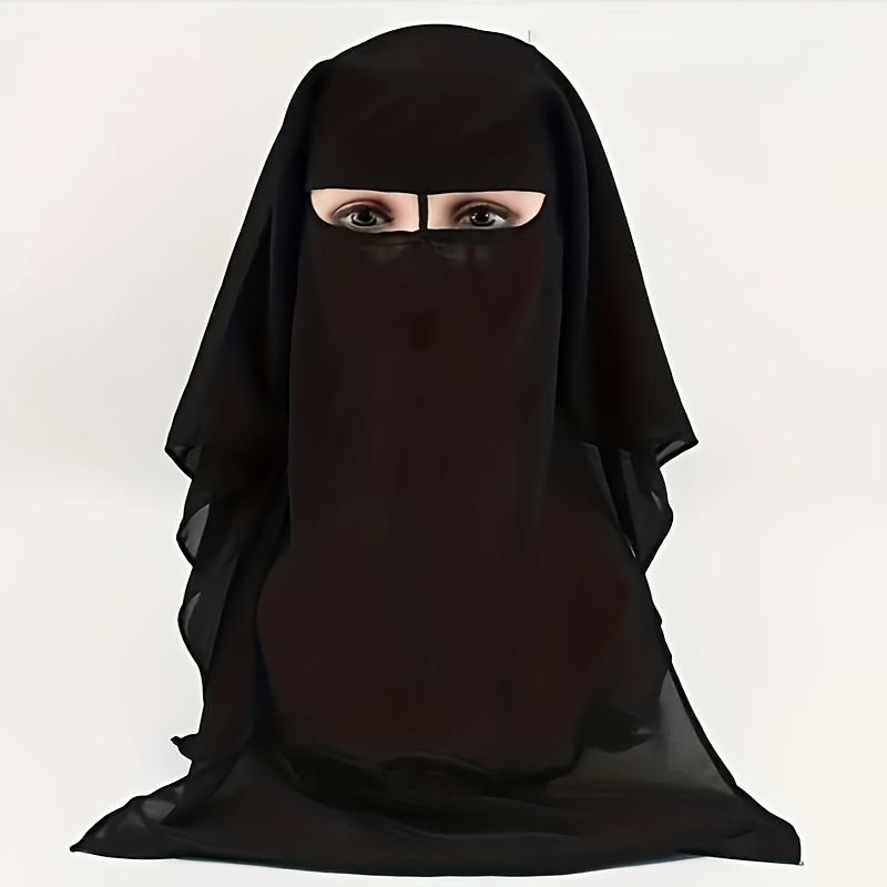black chiffon niqab hijab thin breathable mask elegant style sunscreen head wrap for women for eid
