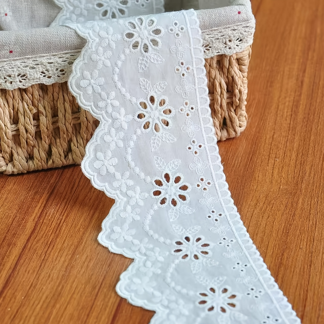 TEMU Pizzo a traforo ricamato iarde, bordatura per abbigliamento, , borse, regali e decorazioni per la casa, materiale per decorazioni fai da te