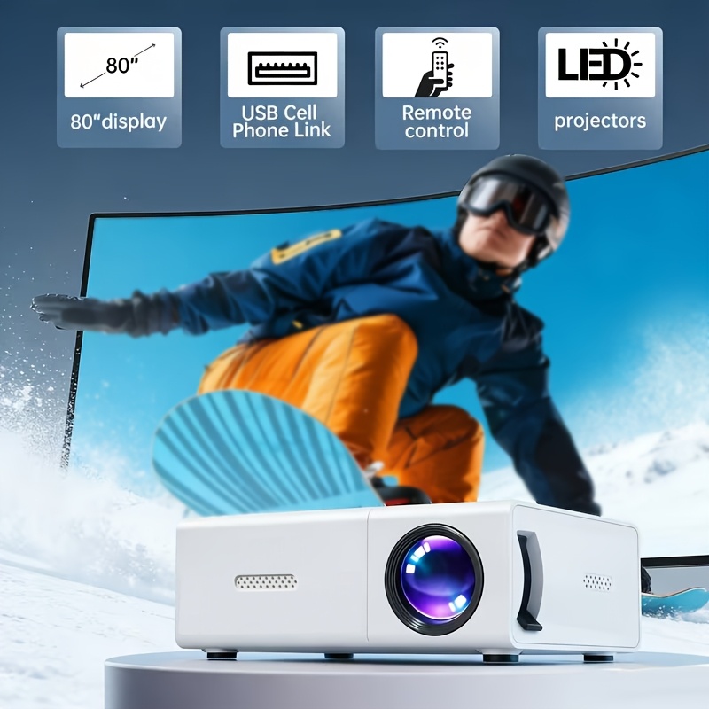Smart Mini Movie Projector with Remote Control & Speaker