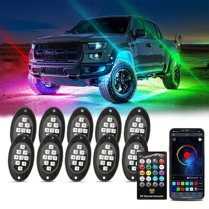 

Rock Lights For Trucks, Rgb Led Rock Lights Kit With, App/remote Control & , Wireless , Cars Underglow, Footwell Neon Light Kits, For Pickup Off Road Rzr Suv Atv Utv Car 4/6/8/10 Pods, 4/6/8/10 Pods