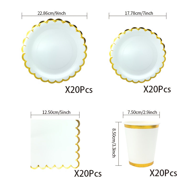50/80/96 teiliges weiß goldenes luxus partygeschirr set –