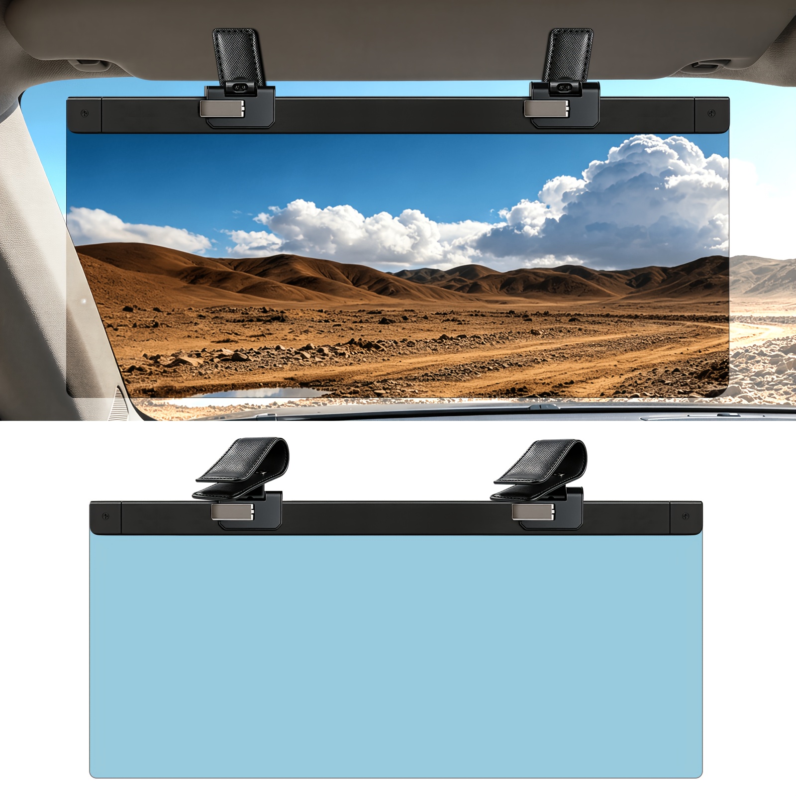 car sun visor extender polarized dual clip adjustable sun visor extender sun visor uv400 anti glare uv protection anti reflective universal large size car interior additions Product details 1