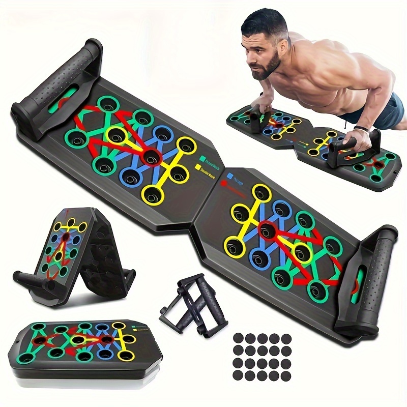 TEMU Versatile Folding Push-up Board - Stainless Steel, Ideal For Home & Gym Workouts, Strengthens Chest Muscles & Enhances Fitness