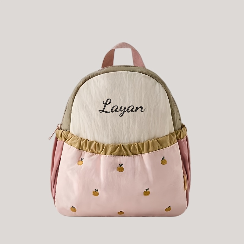 Image of High- And Fabric, Dopamine-inspired Color-. A Fashionable Casual Cute Backpack That Customized With Embroidery Of Or Other Personal Text. Suitable For School Use, Daily , Picnics, Camping Trips
