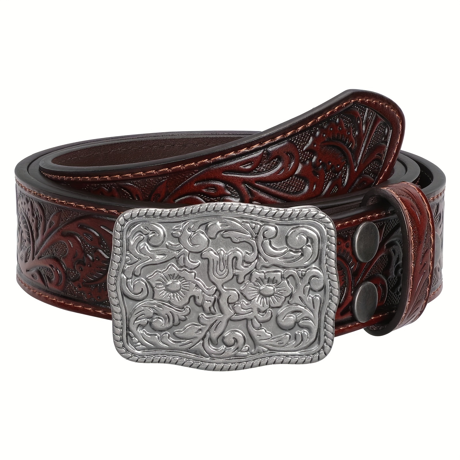 Cowboy Western Belt S For Men & Women – Embossed Leather  display picture 2