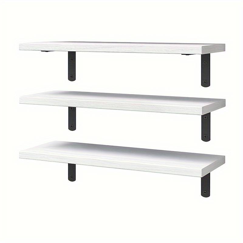 Set Di 3 Mensole Galleggianti Da Parete – Ripiani In MDF Bianco Con Staffe Nascoste, Per Decorazioni, Libri E Piante, Per Soggiorno E Camera Da Letto