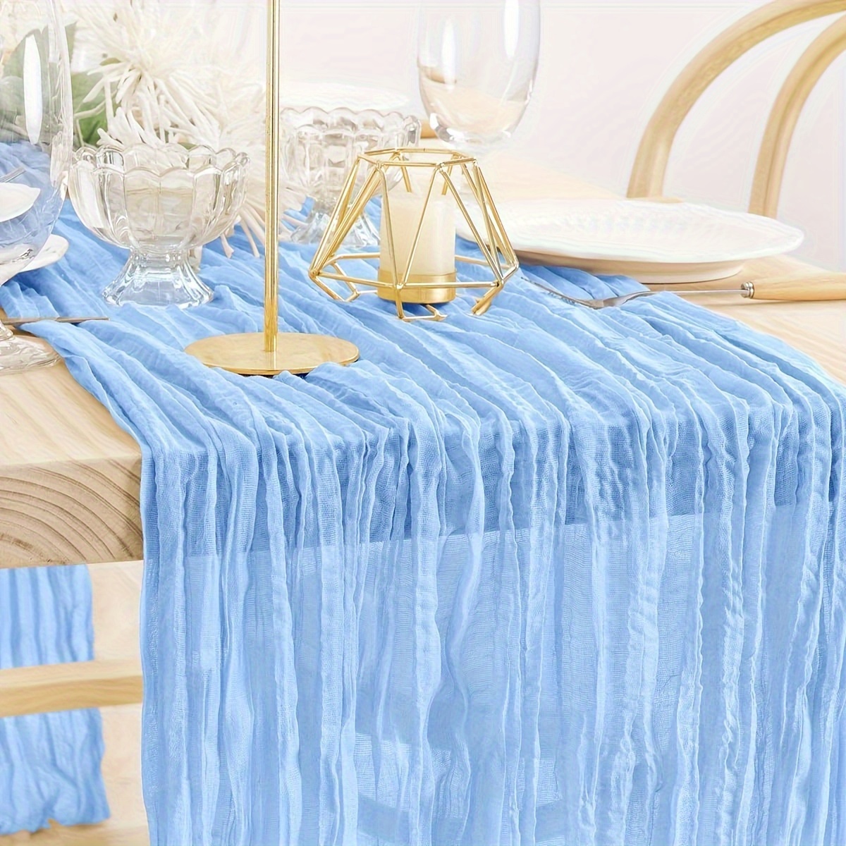 Image of Halloween, Chrismas, 3- Tablecloth, Light Blue Table Runner, Tulle Decorative Tablecloth, Birthday Party Decoration, Romantic Wedding Decoration, Tablecover Decor