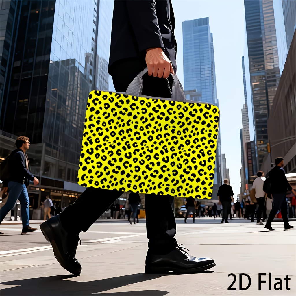 Bright Yellow Leopard Print Laptop Bag for Tablets and Laptops