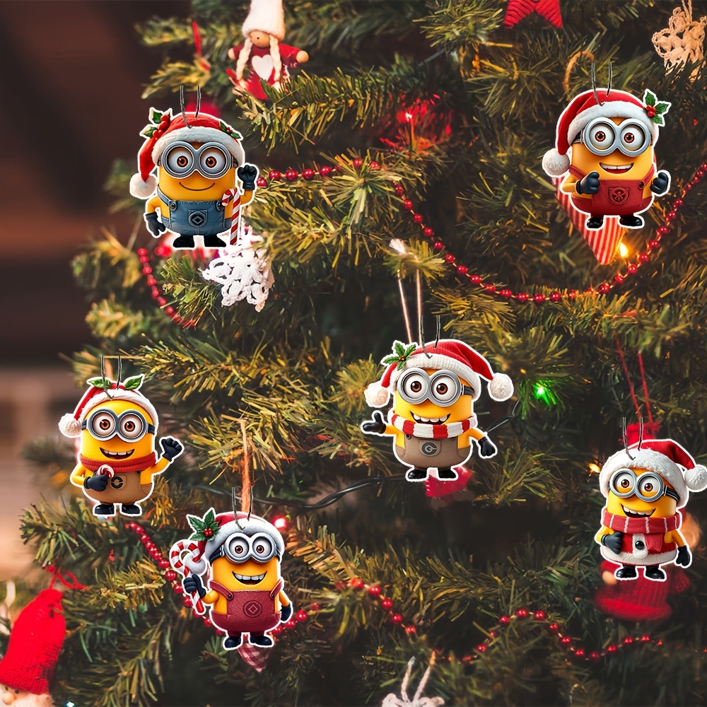 

6pcs Minions Christmas Ornaments, Handcrafted With , A Thoughtful Holiday Gift, No Batteries Required, And