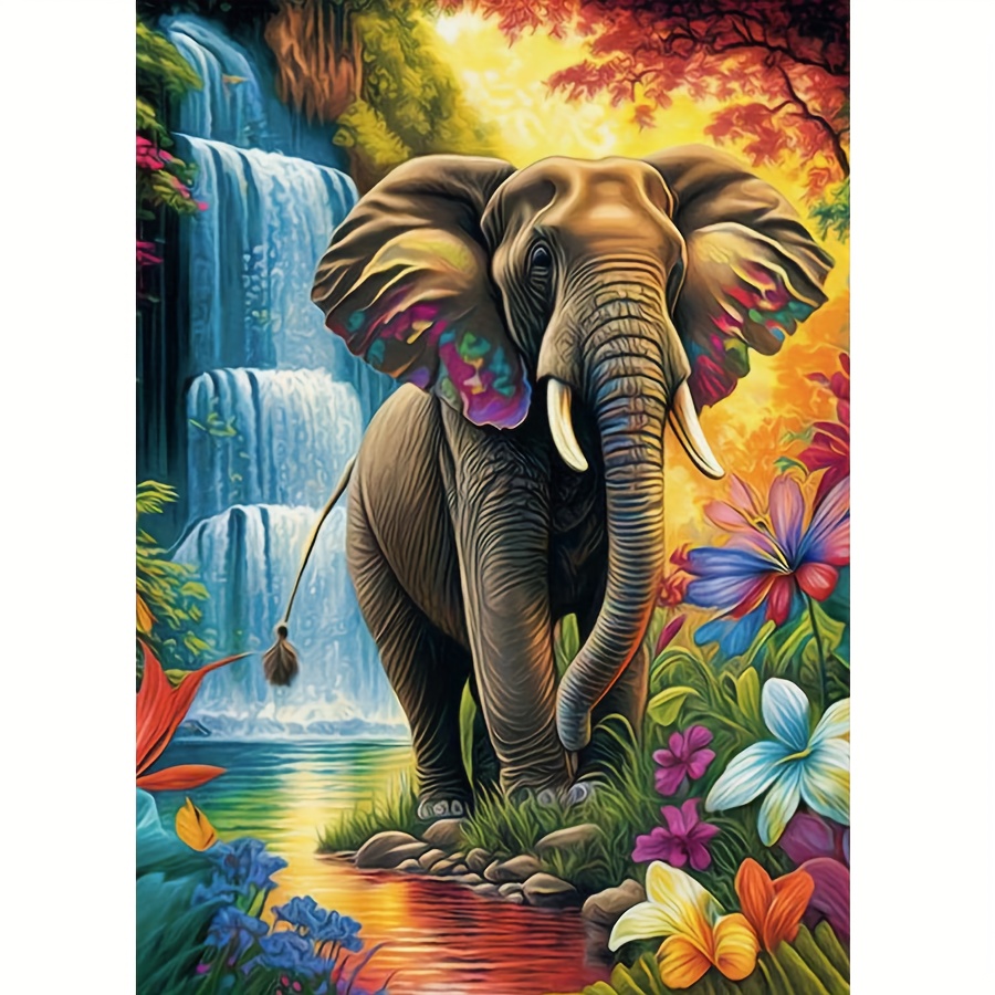 

Full Drill Elephant Diamond Painting Kit For Adults, Round Diamond Dots Art, Acrylic Animal Theme Gem Craft, Home Wall Decor Gift 12x16in