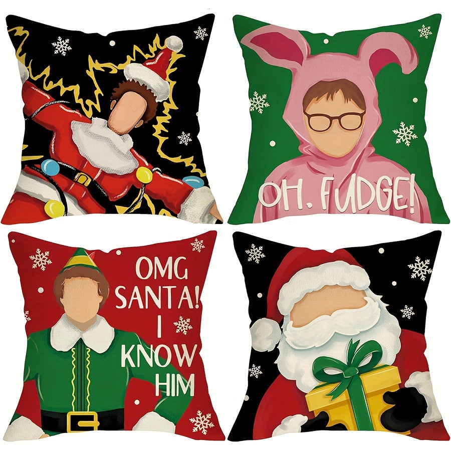 

4pcs Christmas Set, 18x18 - & For , Polyester Zip