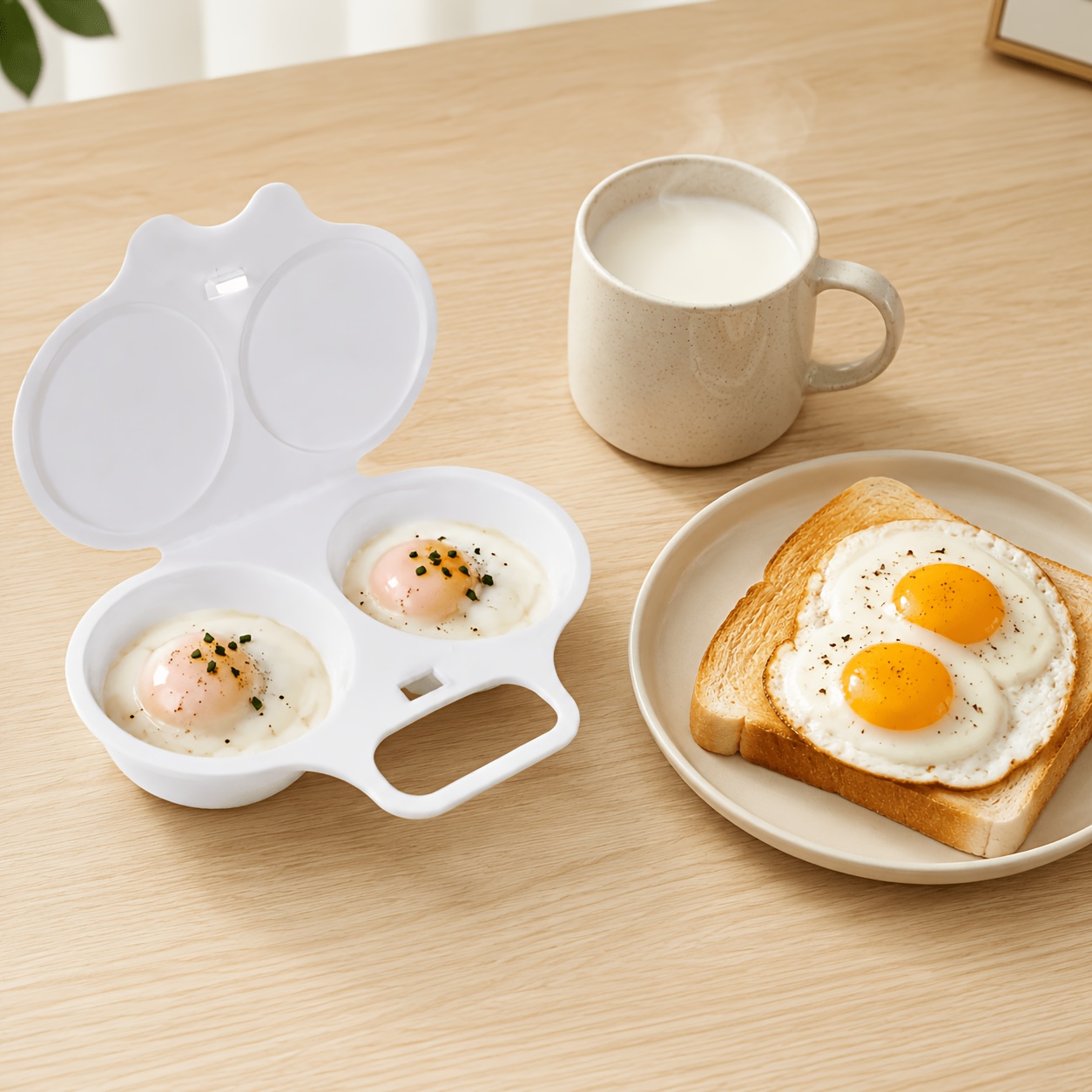 White Egg Steamer Box for Microwave Cooking