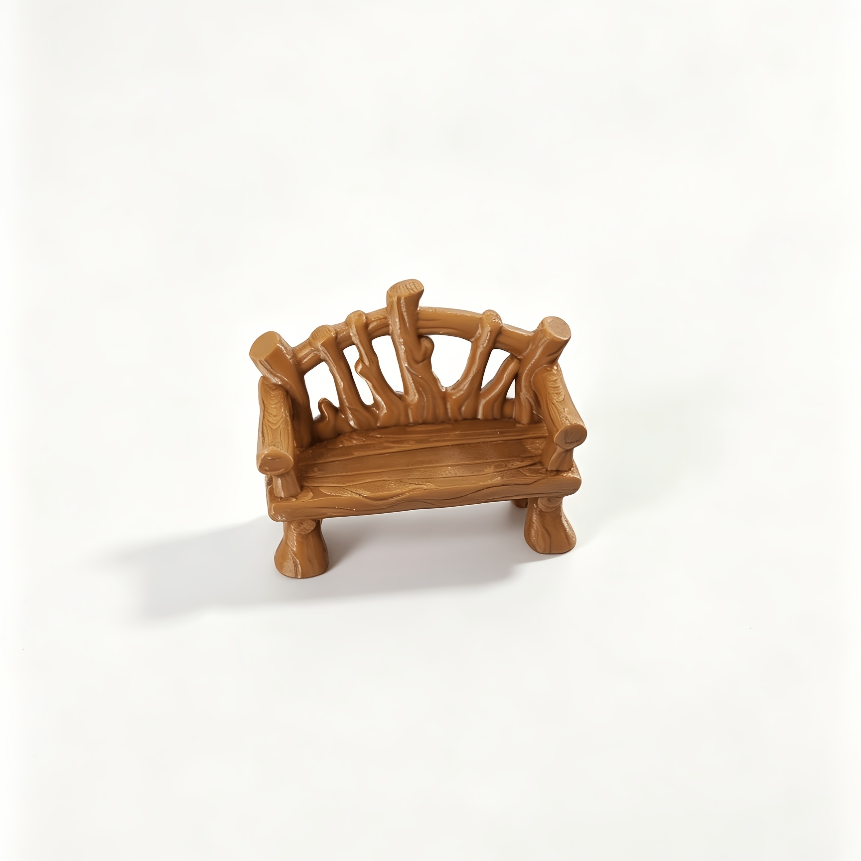TEMU Figurine de banc de fée à branche torsadée imprimée en 3D, mini ornement de siège de parc de tronc d'arbre rustique, décoration de micro-paysage