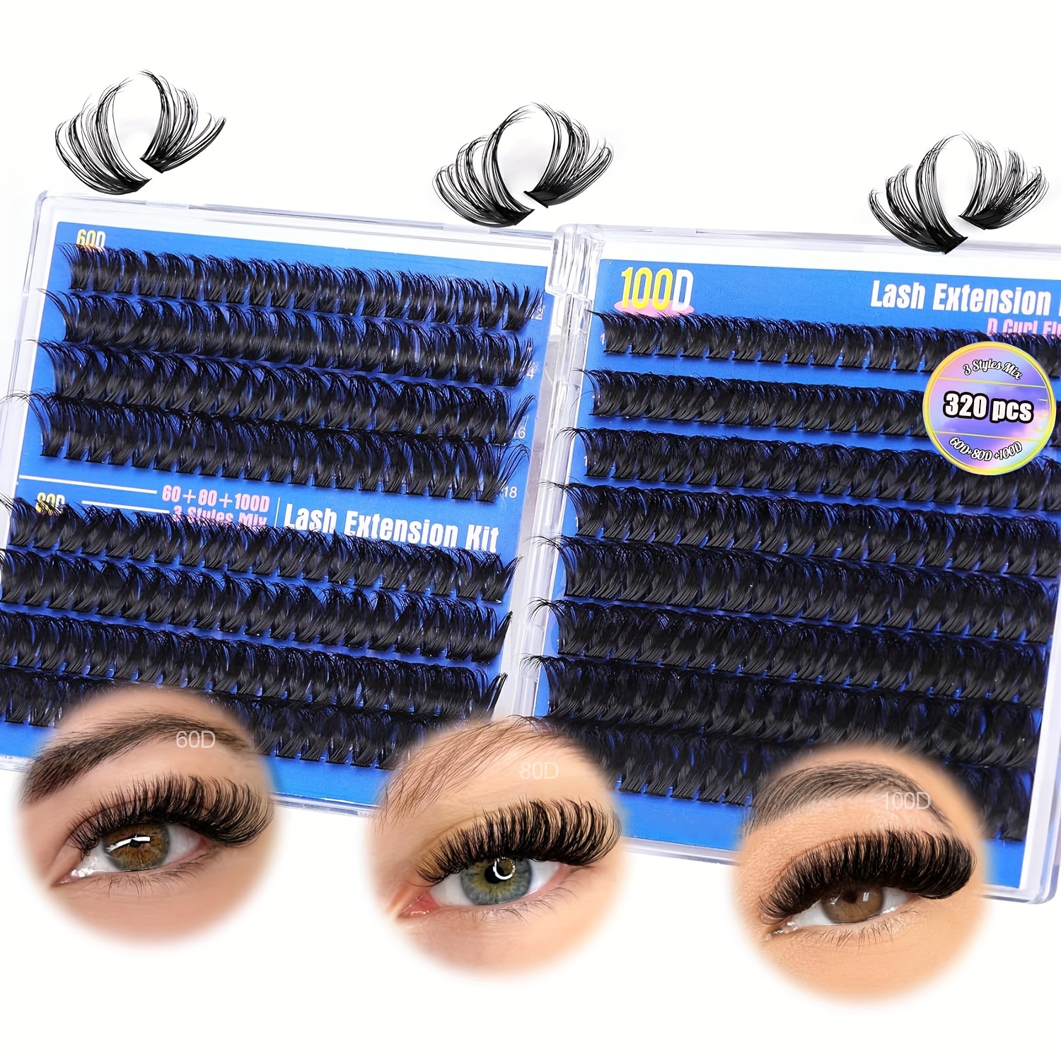 

Diy Eyelash 320pcs Fluffy Eyelash Extensions 60d+80d+100d Eyelashes 10-16mm D Eyelash Diy Eyelash Extensions Suitable For Beginners