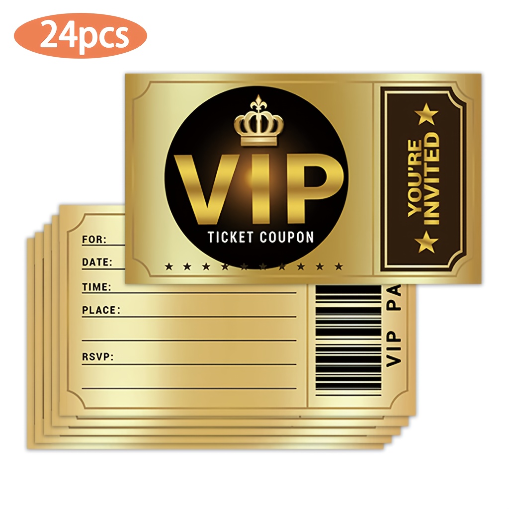 E-shop 24 Stück VIP Feiertags-Einladungen - Elegante Papier-Tickets für Geburtstage (Film-Thema), Hochzeiten, Jubiläen | für Freunde, Familie, Geschäft