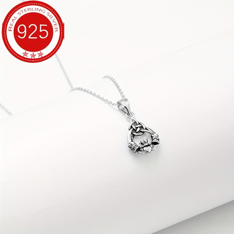 

Sterling Silver S925 Pendant Necklace, Bohemian Style, Heart & Crown Charm, Fashionable Unique, Allergy-safe, Delicate Chain, Ideal Gift For Boyfriend Or Friend