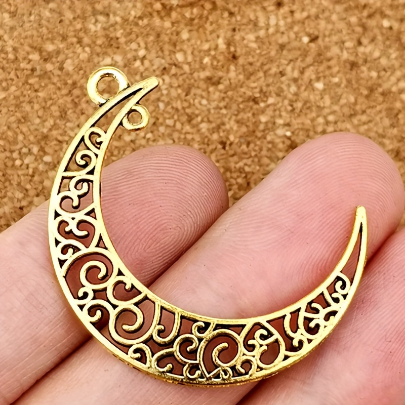 Vintage Hollow Flower Moon Charm Pendant, DIY Craft