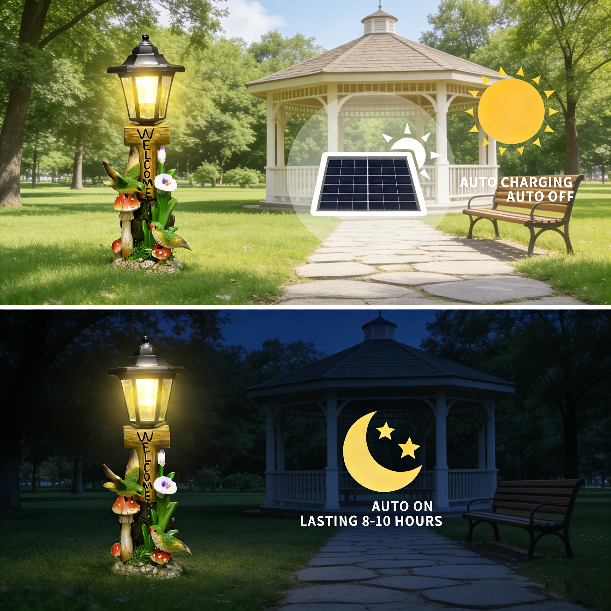 TEMU Yard Craft Solar Hummingbird Garden Ornament Outdoor Lawn Porch Decor Home Garden Holiday Gift Suitable For Gardens, Lawns, , Pools, Driveways,