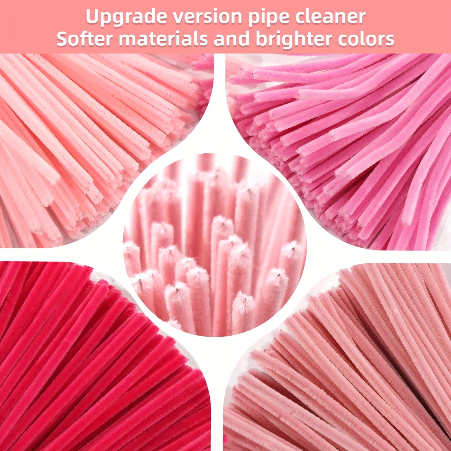 

300pcs Pink Series Pipe Cleaner, Upgrade Crypto Style Chenille Twist Stick, Unique Color Matching More Attractive, Can Be Used For Mother's Day, Diy Bouquet