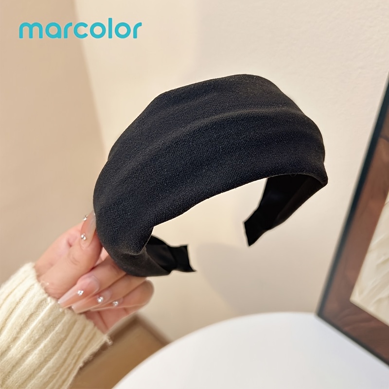 TEMU Marcolor Knit Wide Brim Retro Headband Women's Autumn Winter New Thickened Headband All-match Hair Clip For Washing Face Temperament Hair