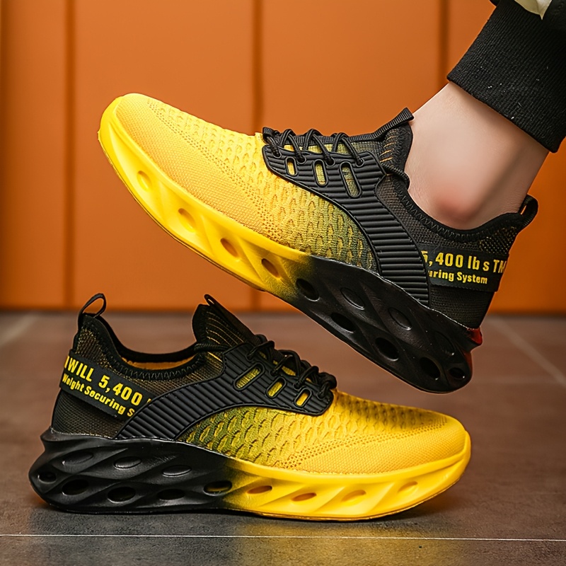 mens gradient color low top hiking shoes soft soled outdoor trekking sneakers with md sole suitable for use gradient knit upper cushioned sole for trail urban and casual wear terrain comfortable footwear