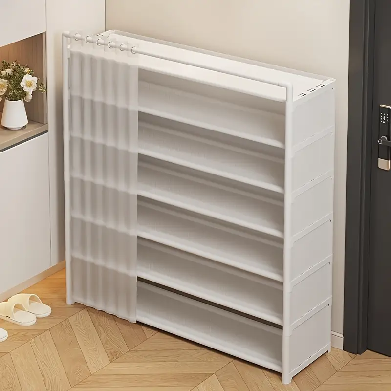1 set dustproof foldable shoe display rack with non slip base easy to clean multi layer storage shelf for shoes and accessories Product details 3