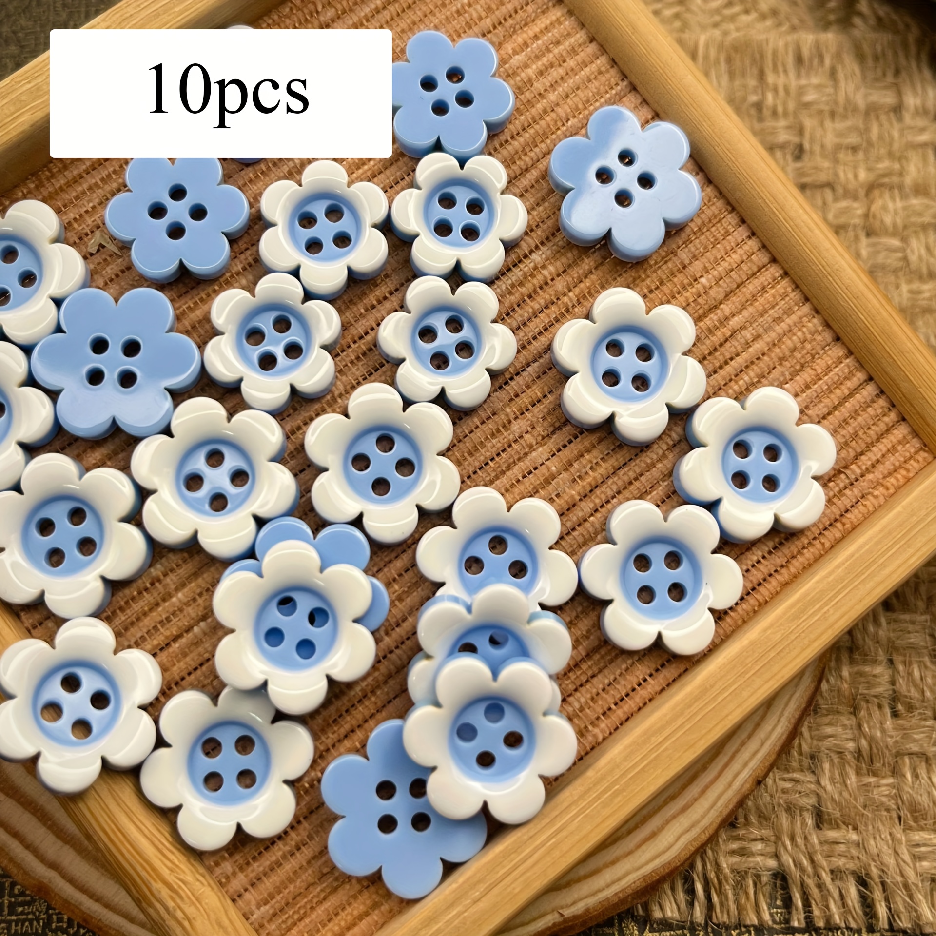 TEMU 10pcs Resin Flower Buttons, Clothing Fasteners For Coats And Cardigans Decorative Sweater Button Accessories