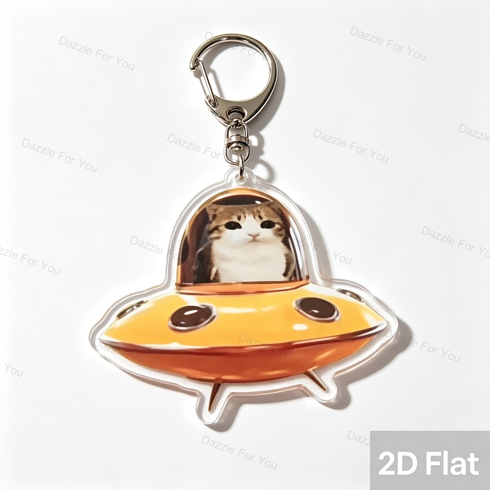 Funny Standing Meme Cat Acrylic Keychain, Cute Bag Charm