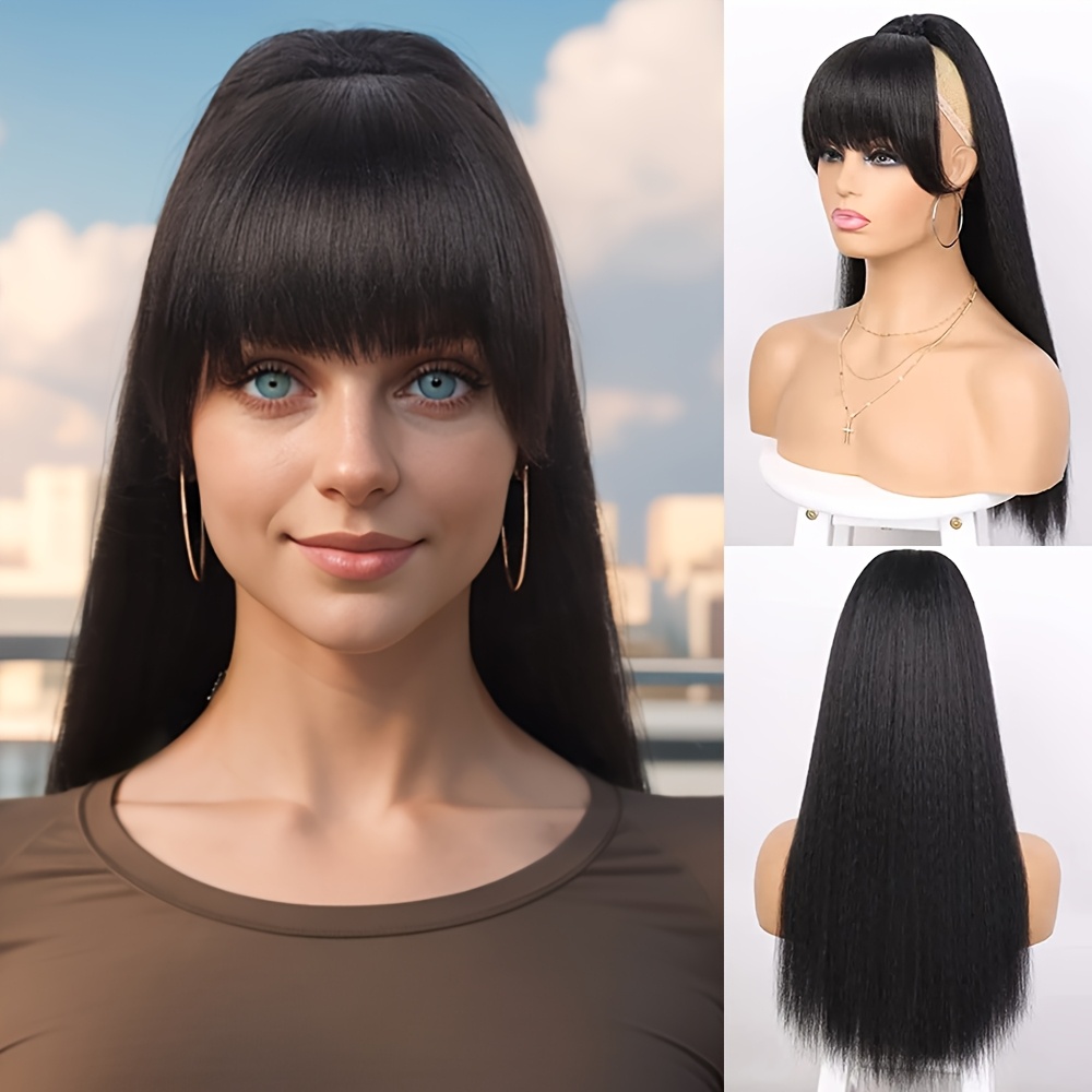 1pc   lady elegant clip on fringe wig   straight synthetic   resistant lightweight 25g 8 inches natural look with sideburns suitable for all ethnic groups thanksgiving gift   gifting details 8