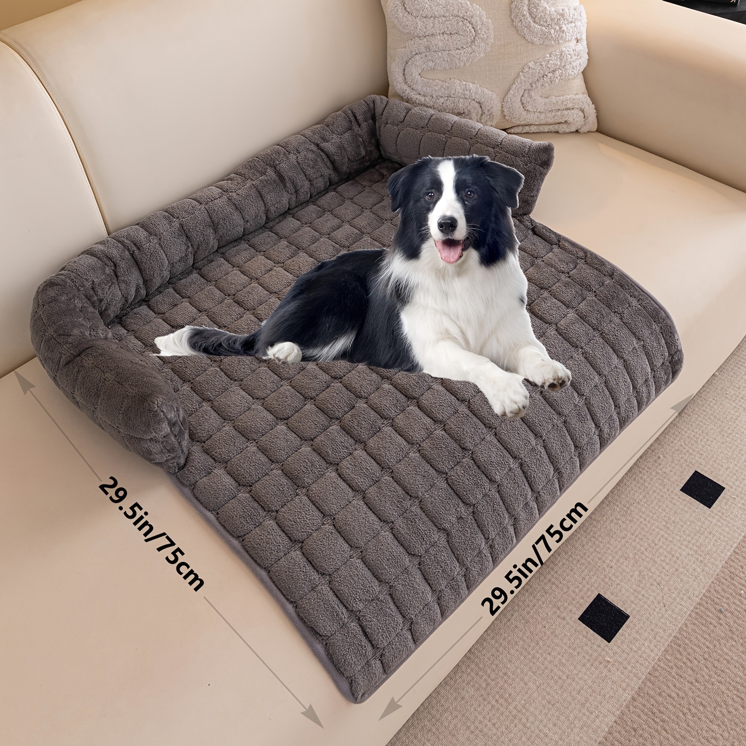 E-shop Luxuriöses pelziges Haustierbett, Flanellmaterial, Steppverarbeitung, rutschfest verdickt; geeignet für Hunde Katzen, kratzfeste Sofanische,
